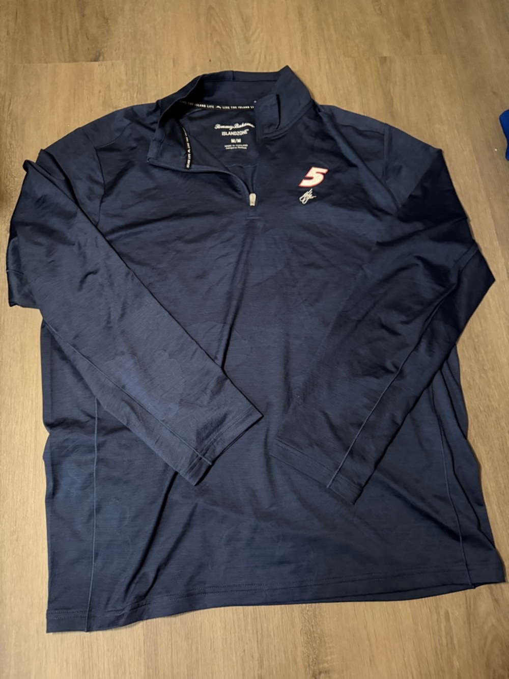 Tommy Bahama NASCAR Navy Quarter-Zip Pullover with Embroidered 5